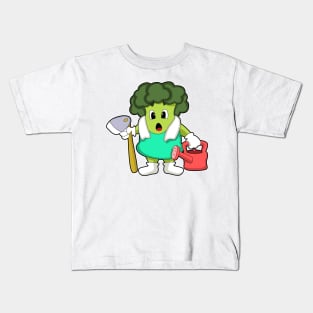 Broccoli as Farmer with Watering can Kids T-Shirt